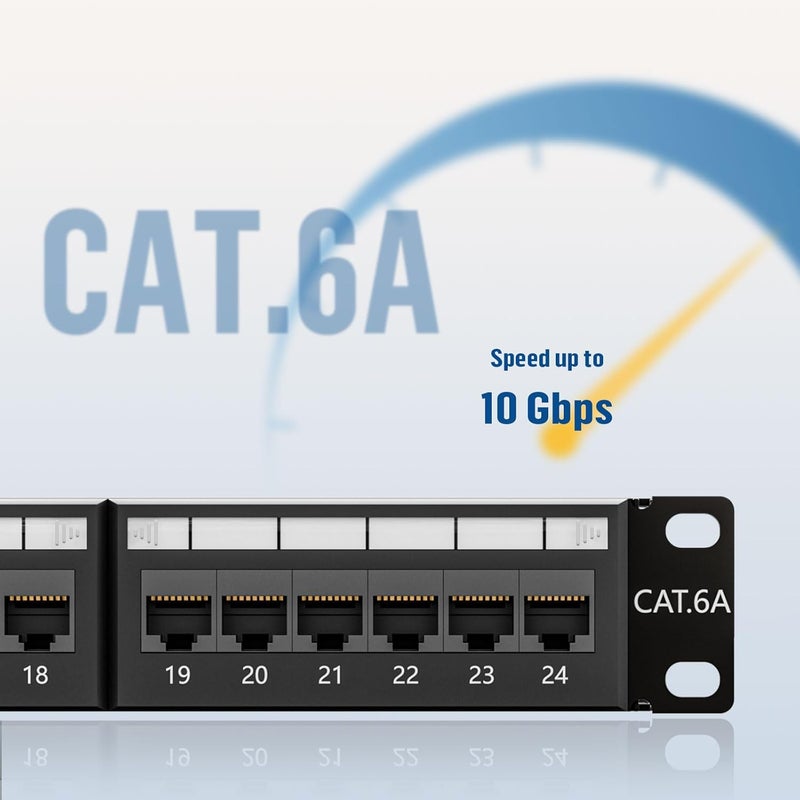 FGBB 10Gbps Cat6A Patch Panel, 24-Port RJ45 Ethernet Patch Panel for 19" Rackmount or Wall Mount, 1U Network Panel for Gigabit Networks - Image 3